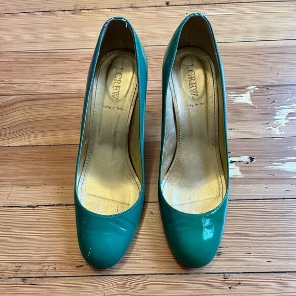 J. Crew patent leather midheels in bright peacock. Size 8.5z - Picture 3 of 14